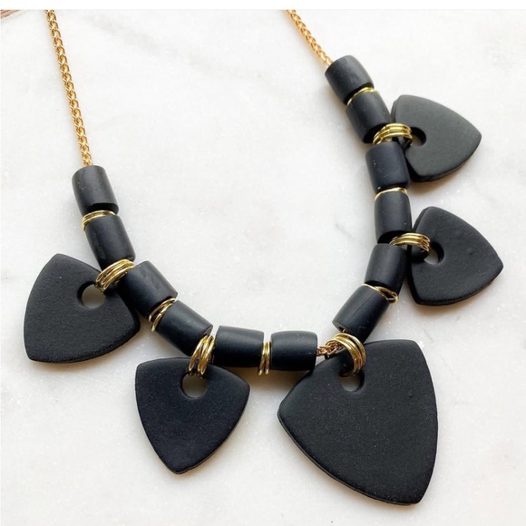 Handmade/Hand crafted polymer Clay statement necklace in black - Picture 1 of 6